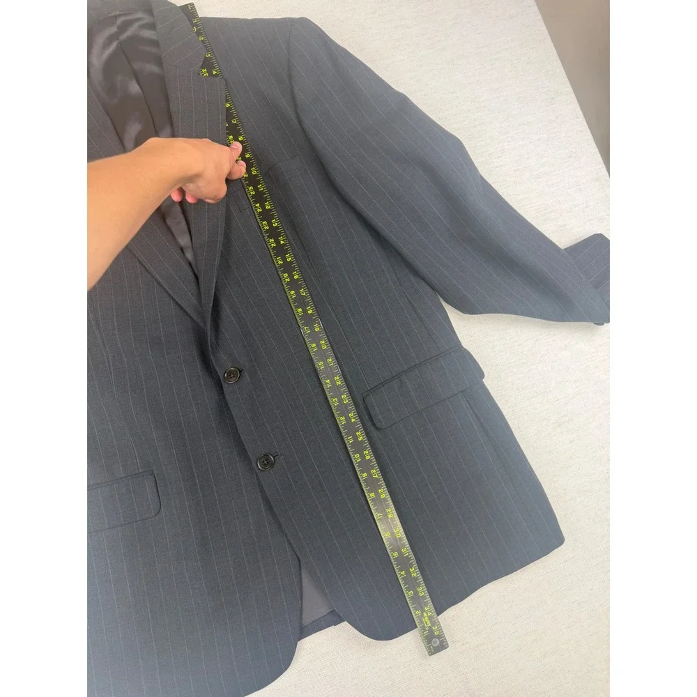 Brooks Brothers 346 Mens 46L Pinstripe Wool Stretch Blazer Charcoal‎ Grey